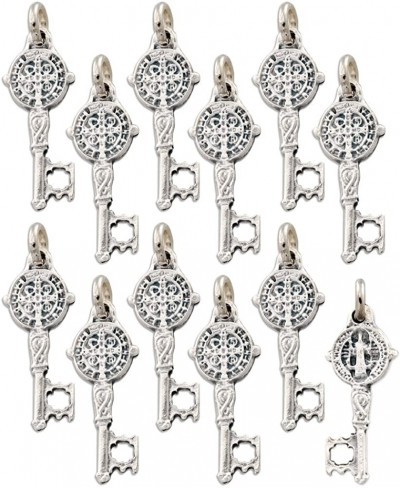 Lot of 12 Silver Tone Saint St. Benedict Key of Heaven Medal Pendant Charm - 0.31" W x 0.94" L $11.37 Pendants & Coins