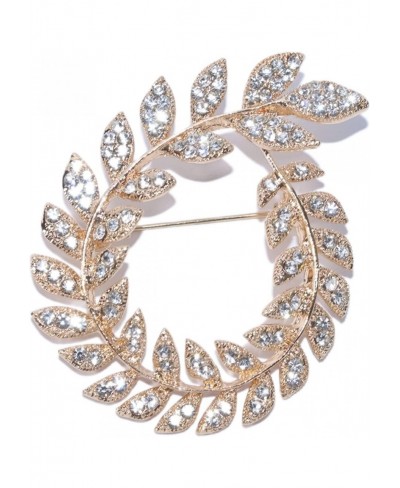Round Flower Leaf Vine Brooch Pin Fully-Jewelled with Rhinestone Crystal Fashion Jewelry for Wedding Party $10.41 Brooches & ...