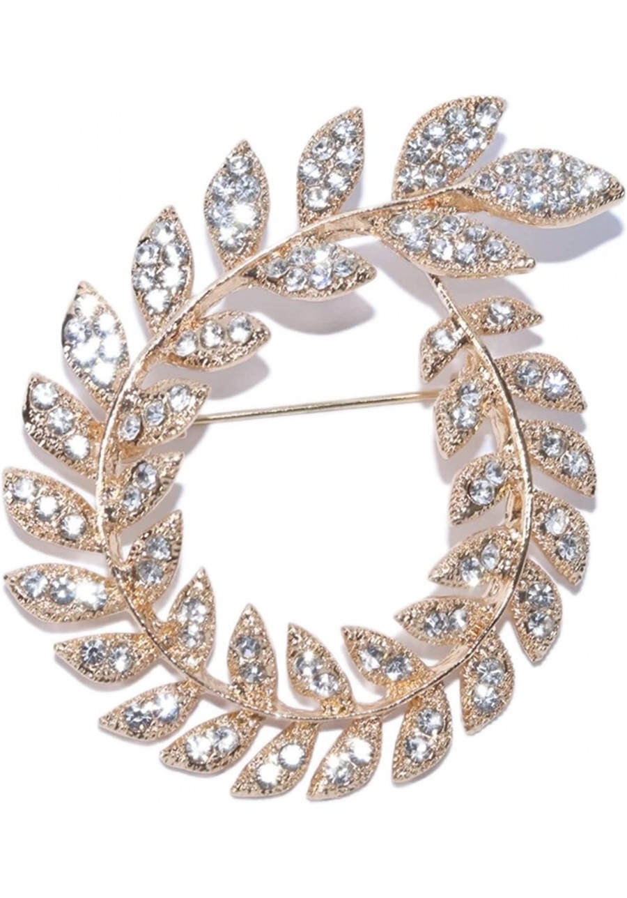 Round Flower Leaf Vine Brooch Pin Fully-Jewelled with Rhinestone Crystal Fashion Jewelry for Wedding Party $10.41 Brooches & ...