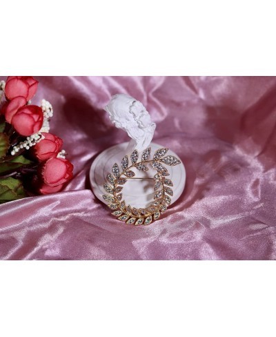 Round Flower Leaf Vine Brooch Pin Fully-Jewelled with Rhinestone Crystal Fashion Jewelry for Wedding Party $10.41 Brooches & ...