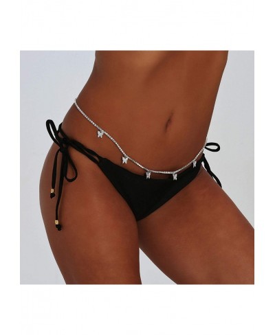 Crystal Body Chains Silver Waist Chain Butterfly Belly Chains Rave Body Jewelry for Women and Girls $8.37 Body Chains