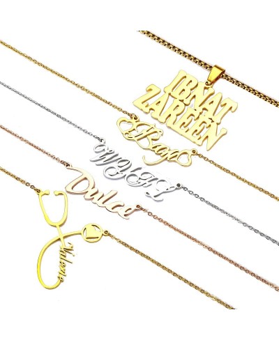 Custom Name Necklace For Women & Men Customized Gold Plated Nameplate Personalized Necklaces Chain Jewelry Gift $19.56 Chains