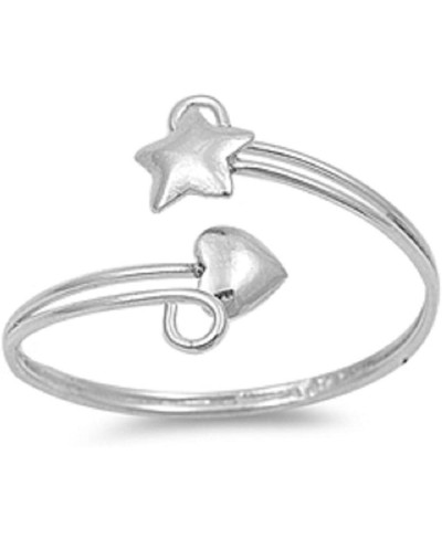 .925 Sterling Silver Toe Ring - Star Heart Bypass Ring $11.34 Toe Rings