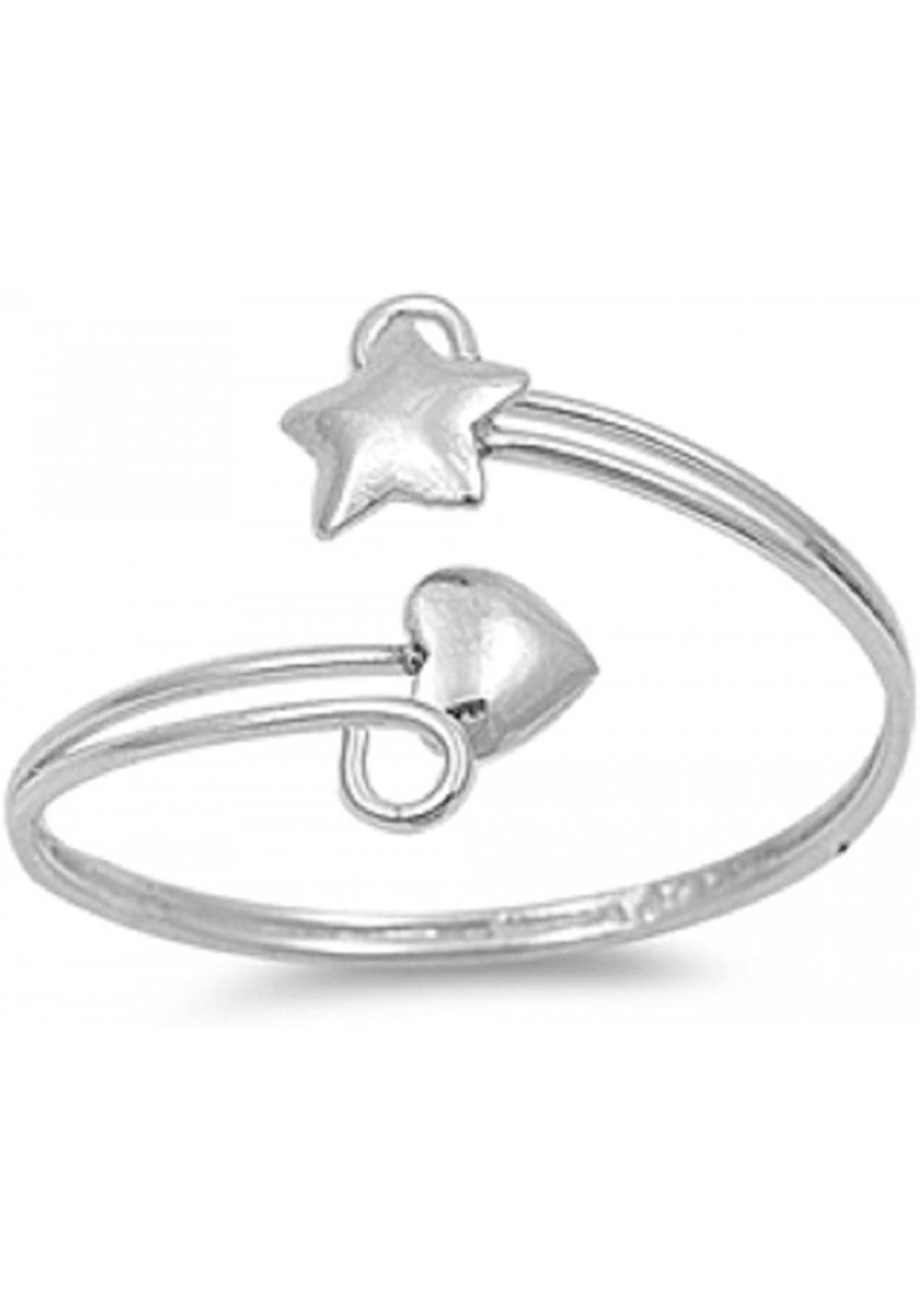 .925 Sterling Silver Toe Ring - Star Heart Bypass Ring $11.34 Toe Rings