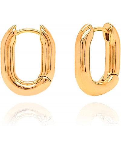 14K Gold Plated Huggie U Shaped Oval Hoop Earrings for Women (Small) $13.04 Hoop