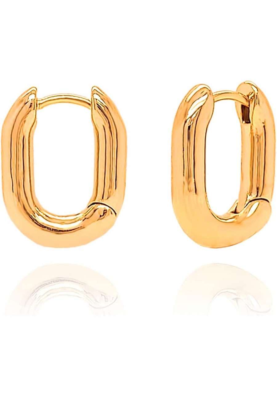 14K Gold Plated Huggie U Shaped Oval Hoop Earrings for Women (Small) $13.04 Hoop