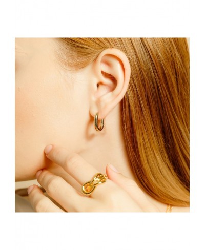 14K Gold Plated Huggie U Shaped Oval Hoop Earrings for Women (Small) $13.04 Hoop