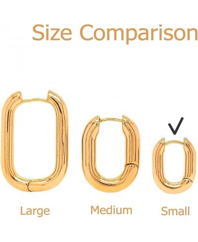 14K Gold Plated Huggie U Shaped Oval Hoop Earrings for Women (Small) $13.04 Hoop