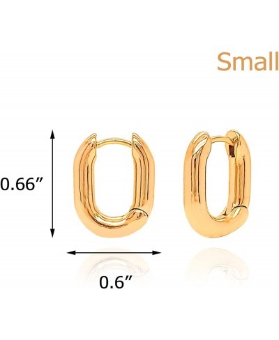 14K Gold Plated Huggie U Shaped Oval Hoop Earrings for Women (Small) $13.04 Hoop