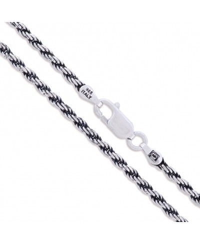 Sterling Silver Diamond-Cut Oxidized Rope Chain Solid 925 Italy Necklace $13.43 Anklets