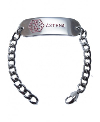 Customizable Asthma Medical Alert Bracelet Stainless Steel 8" (Includes FREE Engraving) $15.79 Identification