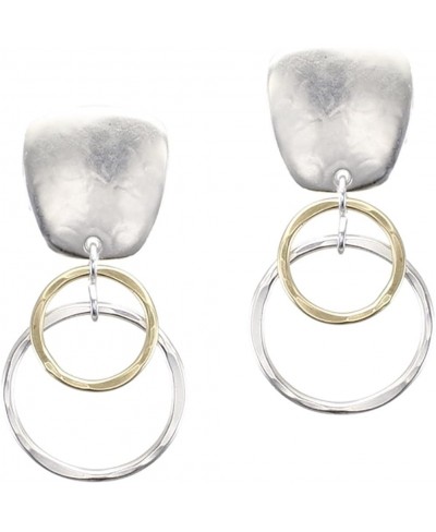 Clip Earring with Layered Ring Drop in Brass and Silver $50.98 Clip-Ons