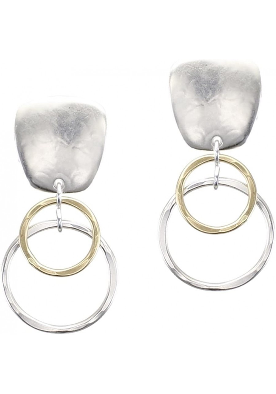 Clip Earring with Layered Ring Drop in Brass and Silver $50.98 Clip-Ons