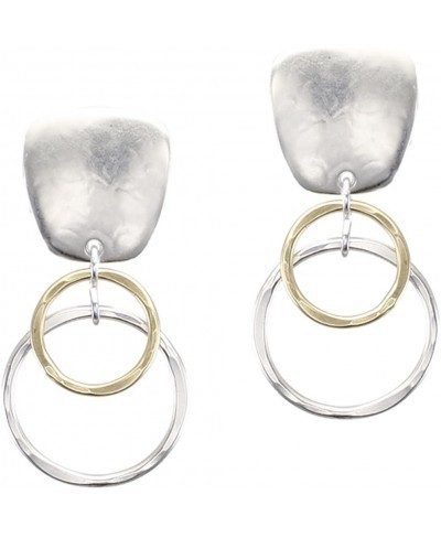 Clip Earring with Layered Ring Drop in Brass and Silver $50.98 Clip-Ons