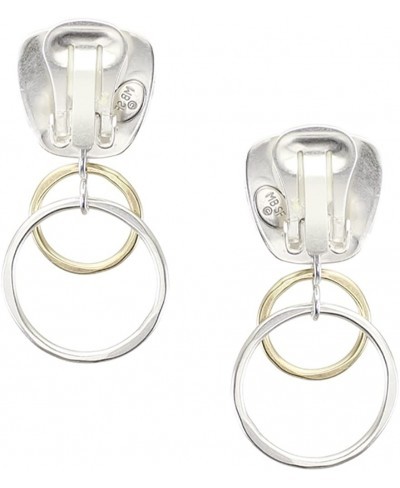 Clip Earring with Layered Ring Drop in Brass and Silver $50.98 Clip-Ons