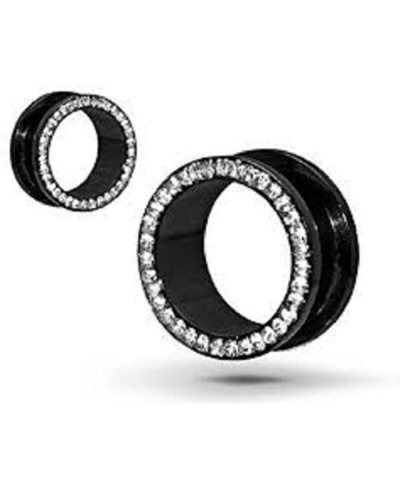 Black Anodized Titanium Over Surgical Steel Screw-on Plugs/gauges with Clear Diamond Cz Stones 2 Pieces $13.73 Piercing Jewelry