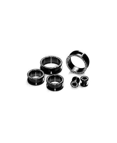 Black Anodized Titanium Over Surgical Steel Screw-on Plugs/gauges with Clear Diamond Cz Stones 2 Pieces $13.73 Piercing Jewelry