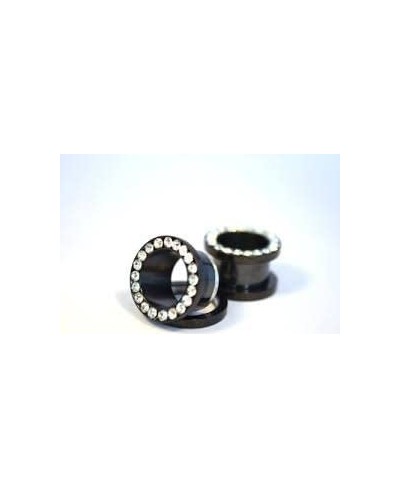 Black Anodized Titanium Over Surgical Steel Screw-on Plugs/gauges with Clear Diamond Cz Stones 2 Pieces $13.73 Piercing Jewelry