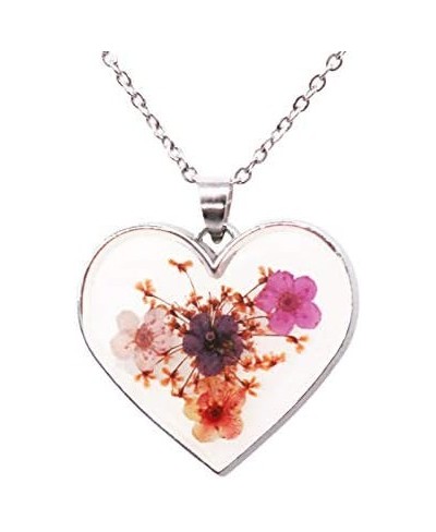 Handmade Pressed Flower Heart Shaped Necklace $12.59 Chains