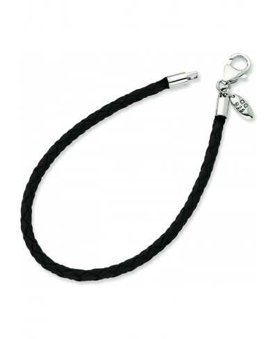 Sterling Silver Reflections Black Leather Bead Bracelet $24.93 Strand