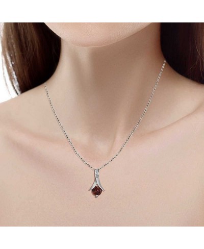 Sterling Silver Red Garnet Pendant and Earrings Set With 18 Inch Silver Chain (2.80 cttw) $30.79 Jewelry Sets