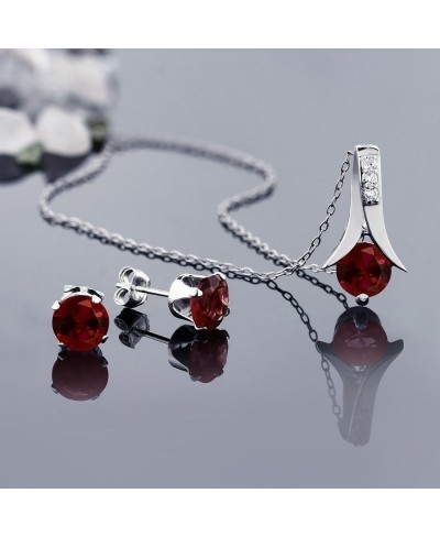 Sterling Silver Red Garnet Pendant and Earrings Set With 18 Inch Silver Chain (2.80 cttw) $30.79 Jewelry Sets