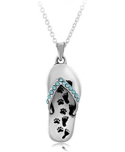 Sterling Silver Always at Your Side Paw Print Flip Flop Beach Shoes Sandal Pendant Necklace 18 $28.63 Pendant Necklaces