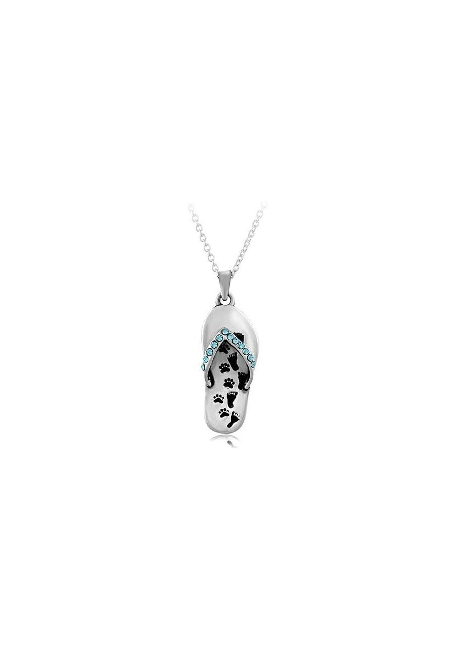 Sterling Silver Always at Your Side Paw Print Flip Flop Beach Shoes Sandal Pendant Necklace 18 $28.63 Pendant Necklaces