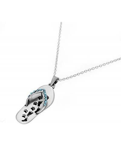 Sterling Silver Always at Your Side Paw Print Flip Flop Beach Shoes Sandal Pendant Necklace 18 $28.63 Pendant Necklaces