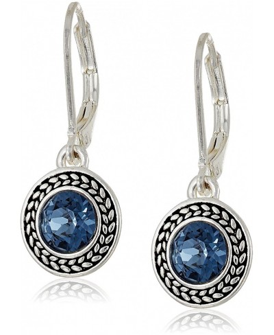Women's Color Declaration Silver Tone Blue Crystal Glass Leverback Drop Earrings $18.17 Drop & Dangle