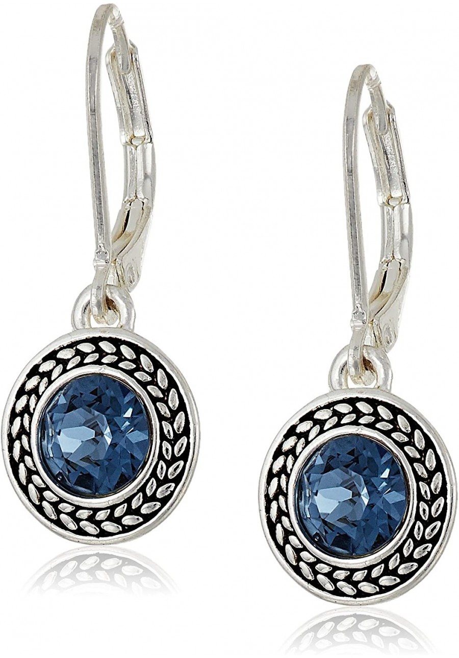 Women's Color Declaration Silver Tone Blue Crystal Glass Leverback Drop Earrings $18.17 Drop & Dangle