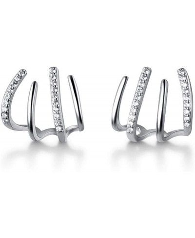 925 Sterling Silver Color CZ Cuff Earrings Piercings for Women Teen Girls Claw Earrings Wrap Studs Huggie $13.93 Cuffs & Wraps