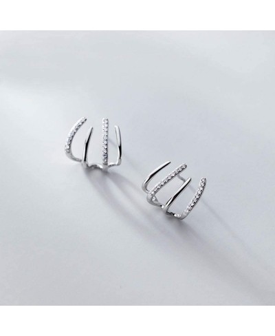 925 Sterling Silver Color CZ Cuff Earrings Piercings for Women Teen Girls Claw Earrings Wrap Studs Huggie $13.93 Cuffs & Wraps