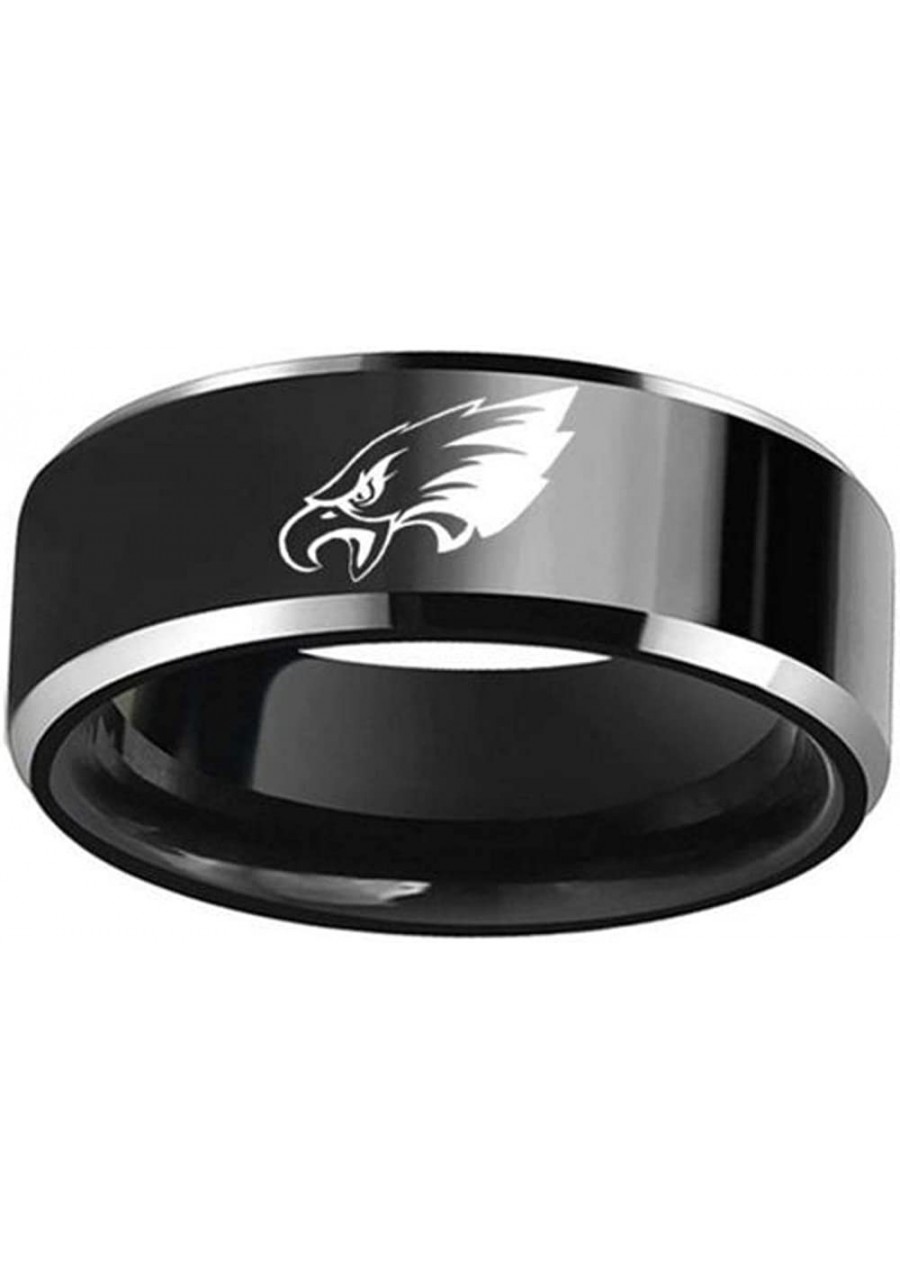 Philadelphia' American Football Eagles' Ring Black Titanium Steel Rings for Men Women Couple Wedding Engagement Promise Band ...