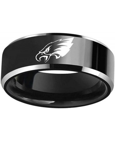 Philadelphia' American Football Eagles' Ring Black Titanium Steel Rings for Men Women Couple Wedding Engagement Promise Band ...