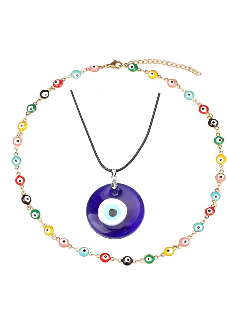 Evil Eye Necklace Bracelet Set for Women Girls 18k Gold Plated Stainless Steel $16.67 Chokers