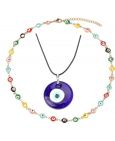 Evil Eye Necklace Bracelet Set for Women Girls 18k Gold Plated Stainless Steel $16.67 Chokers