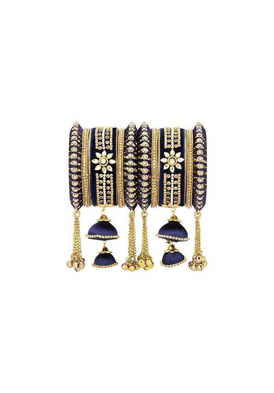 Wedding Party Designer Velvet Faux Stone Studded Bridal Bangle Set Chuda with Hangings Indian Traditional Ethnic Fashion Jewe...