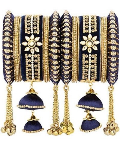 Wedding Party Designer Velvet Faux Stone Studded Bridal Bangle Set Chuda with Hangings Indian Traditional Ethnic Fashion Jewe...