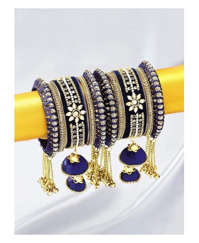 Wedding Party Designer Velvet Faux Stone Studded Bridal Bangle Set Chuda with Hangings Indian Traditional Ethnic Fashion Jewe...