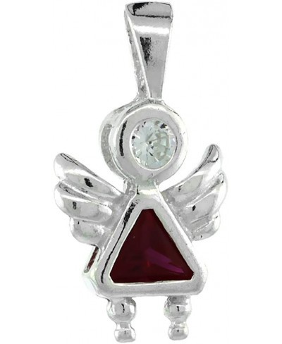 Sterling Silver Ruby Cubic Zirconia July Birthstone Baby Angel Necklace with 1.5 mm Bead Chain $21.48 Pendants & Coins