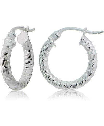 Sterling Silver 2.5mm Textured Small Round Hoop Earrings $12.76 Hoop