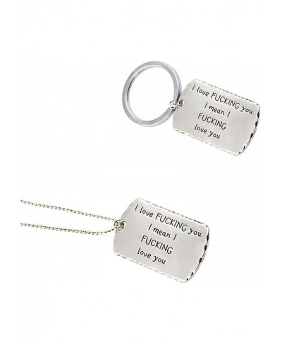 Fashion Valentine's Day I Love Fucking You Letter Necklace Key Chain Dog Tag Charm Pendant Couples Love Lettering Tag Necklac...