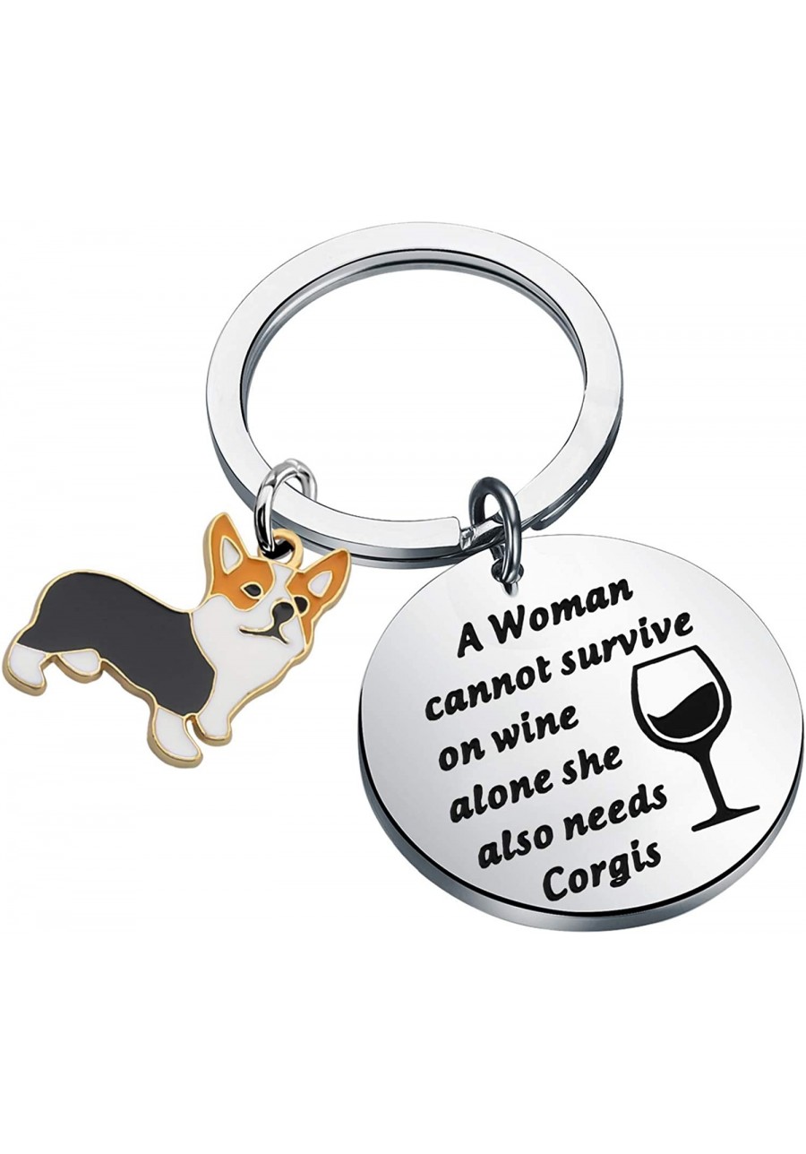 Corgi Gift Corgi Mom Gift Wine Lover Gift Corgis Keychain Gift for Corgi Lover $10.10 Pendants & Coins