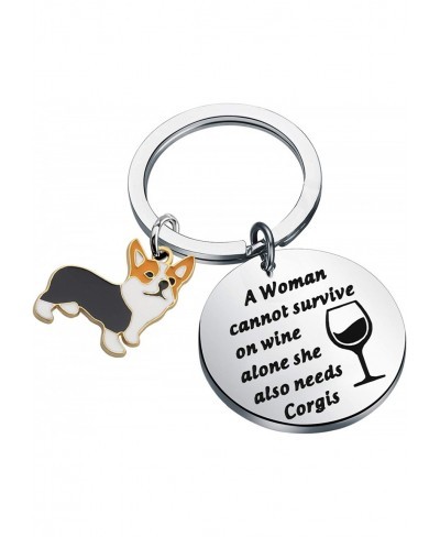 Corgi Gift Corgi Mom Gift Wine Lover Gift Corgis Keychain Gift for Corgi Lover $10.10 Pendants & Coins