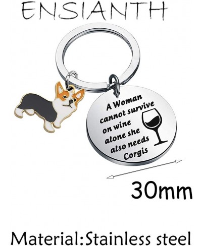 Corgi Gift Corgi Mom Gift Wine Lover Gift Corgis Keychain Gift for Corgi Lover $10.10 Pendants & Coins