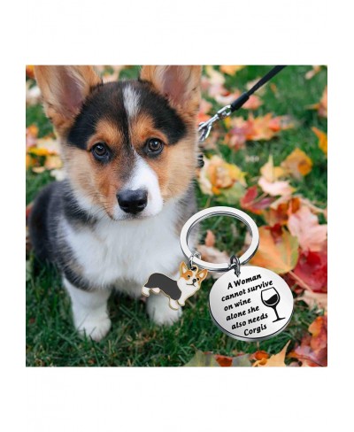 Corgi Gift Corgi Mom Gift Wine Lover Gift Corgis Keychain Gift for Corgi Lover $10.10 Pendants & Coins