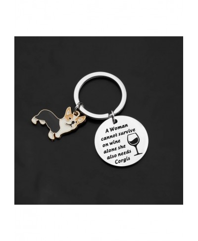 Corgi Gift Corgi Mom Gift Wine Lover Gift Corgis Keychain Gift for Corgi Lover $10.10 Pendants & Coins