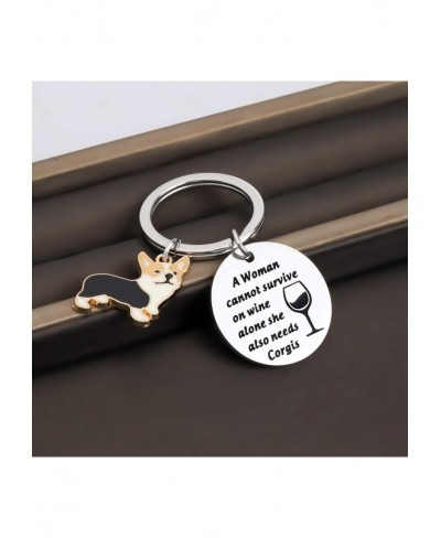 Corgi Gift Corgi Mom Gift Wine Lover Gift Corgis Keychain Gift for Corgi Lover $10.10 Pendants & Coins