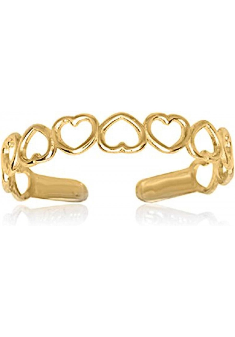 14K Yellow Gold Plated in 925 Sterling Silver Open Hearts Ring Adjustable Toe Ring for Women $32.82 Toe Rings